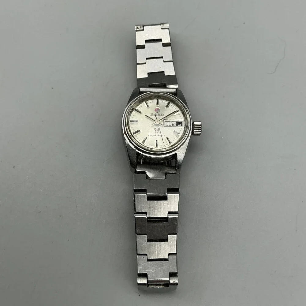 Vintage Rado Purple Horse Womens Watch 22mm Day Date NON WOKING For Parts 7